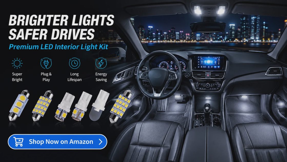 Zakolak LED Interior Light Kit — Brighter Lights, Safer Drives Zakolak premium LED interior light kit — brighter lights safer drives, 6 LED bulb types, super bright plug and play, white car cabin, shop now on Amazon
